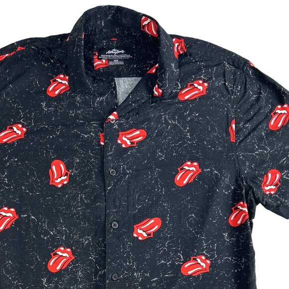 Rolling Stones Hot Lips Button Up Shirt Unisex Band Shirt, Size Medium - Picture 2 of 10